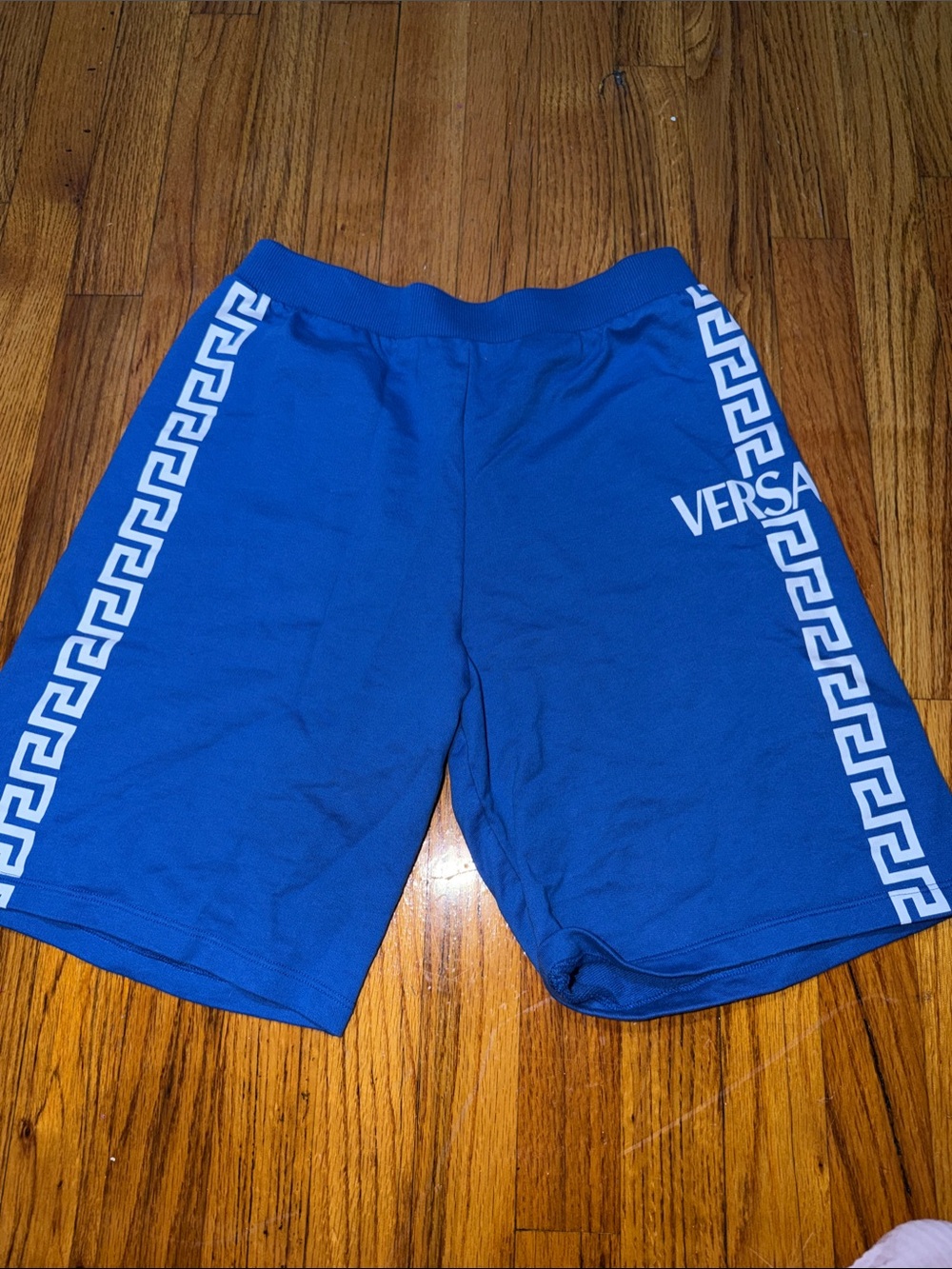 Versace Royal Blue Teen Shorts with White Greca Trim